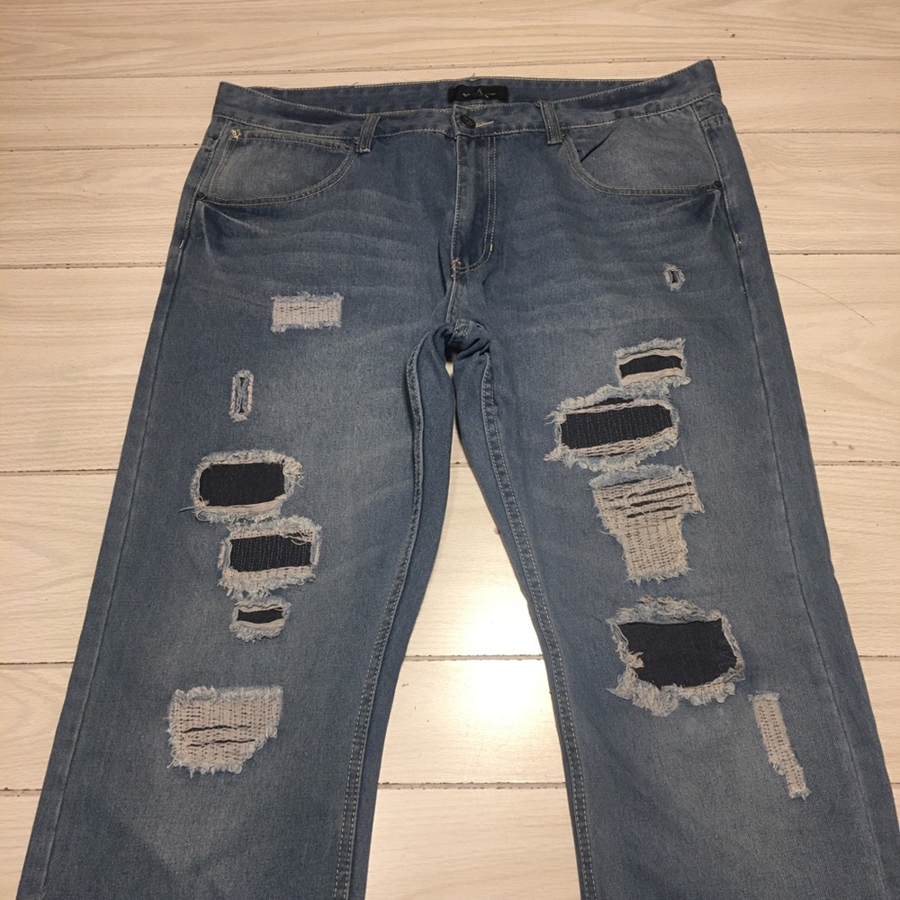Agile Jeans Straight Denim Men's Size 42/32  5-Pocket Faded Distressed